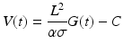 
$$ V(t)=\frac{L^2}{\alpha \sigma }G(t)-C $$
