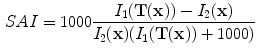 $$\begin{aligned} SAI =1000\frac{I_1(\mathbf{T(x) })-I_2(\mathbf x )}{I_2(\mathbf x )(I_1(\mathbf{T(x) })+1000)} \end{aligned}$$